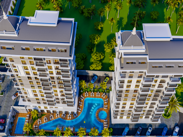 Luxury 1+1 Apartment with Sea and Castle Views, Alanya