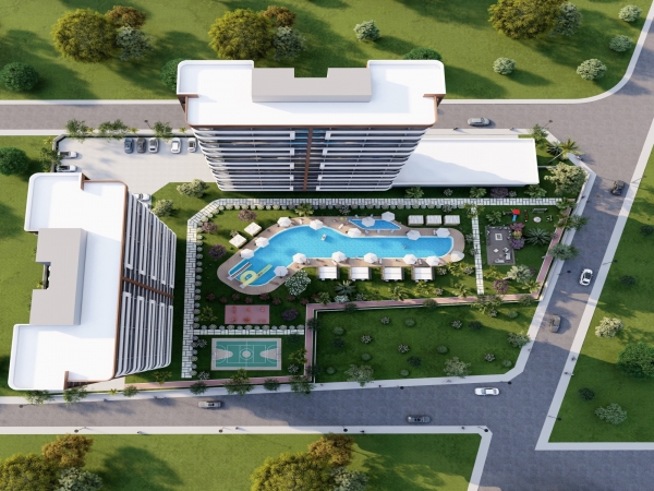 Luxuriöses 1+1 Apartment mit Meerblick und Bergblick, MERSIN